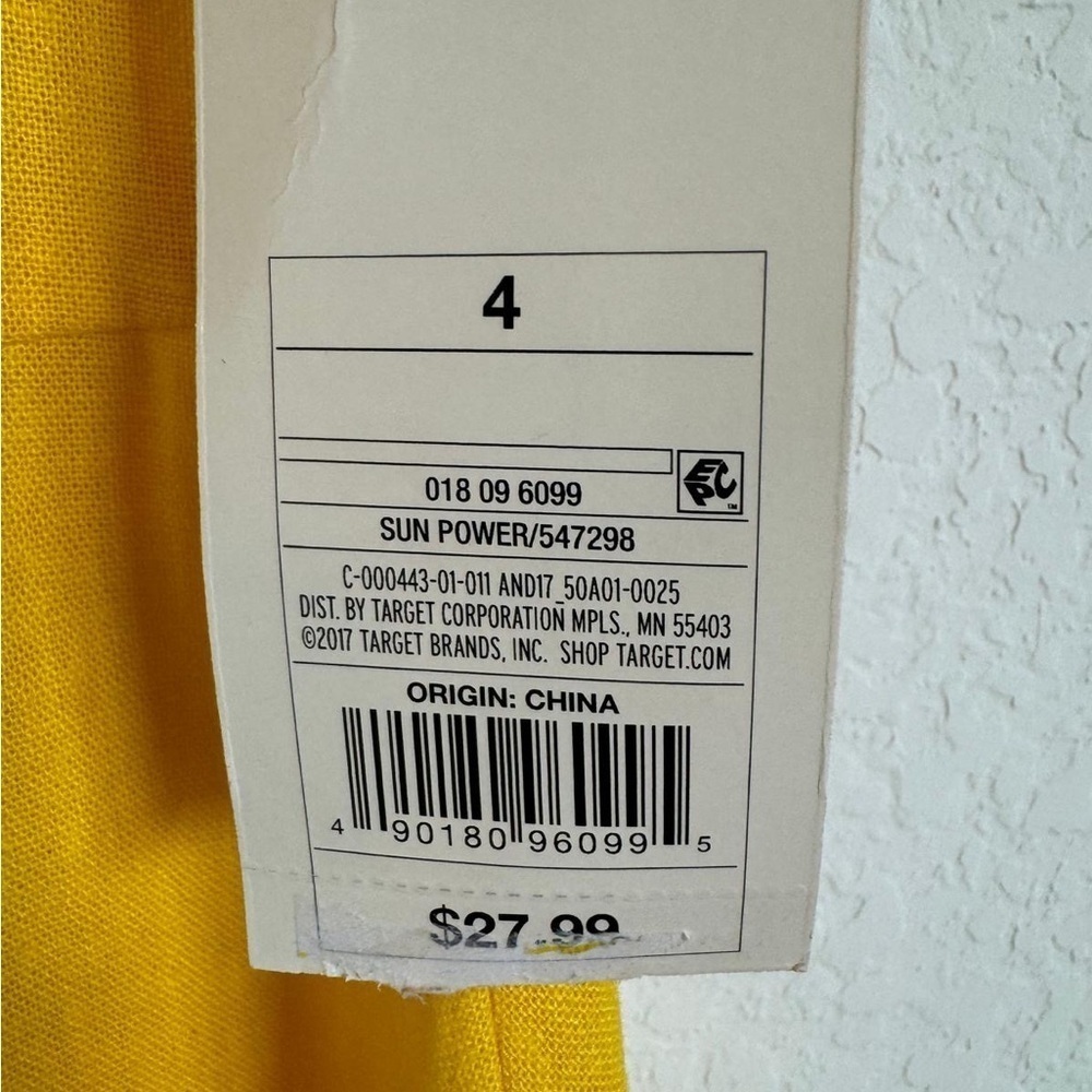 A NEW DAY Yellow Flutter Sleeve A-line Mini Dress Size 4 - Picture 9 of 10